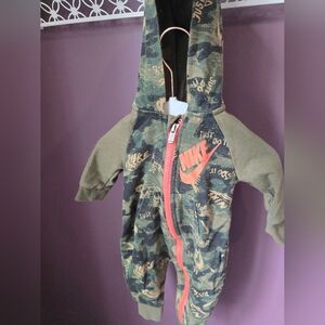 Nike baby camo jumpsuit with hood